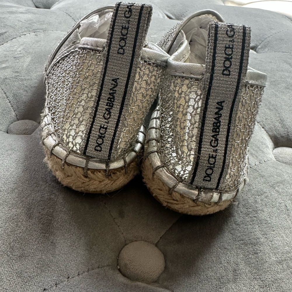 Dolce & Gabbana Silver espadrilles with Sparkling Embellishments